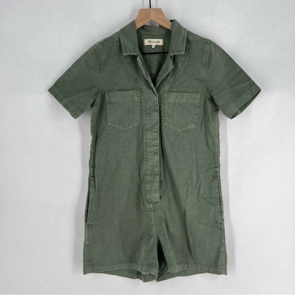 Madewell Size XXS Olive Dyed Relaxed Coverall Romper Minimalist Utility - Picture 2 of 15